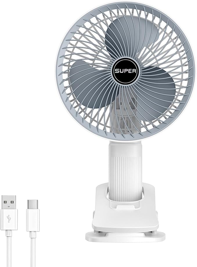 Rechargeable Clip Desk Fan ❄️ | 3-Speed USB Fan | 360° Rotation | Strong Airflow & Quiet Cooling | Home, Office & Travel